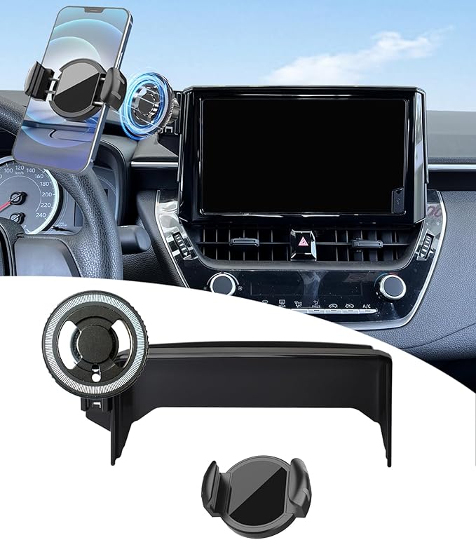 Magnetic Car Phone Mount for Toyota Corolla 2019-2026 / Corolla Cross 2022-2026, for MagSafe Strong Magnets Cell Phone Holder 8-Inch Touch Screen Cradles, with Portable Phone Gripper