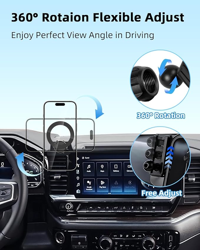 PZK Car Phone Mount for 2022-2025 2026 Chevrolet Silverado 1500/GMC Sierra 1500 LT/RST/ZR2/LTZ/LT Trail Boss/High Country Accessories 13.4-Inch Screen Compatible with MagSafe Chevy Car Phone Holder
