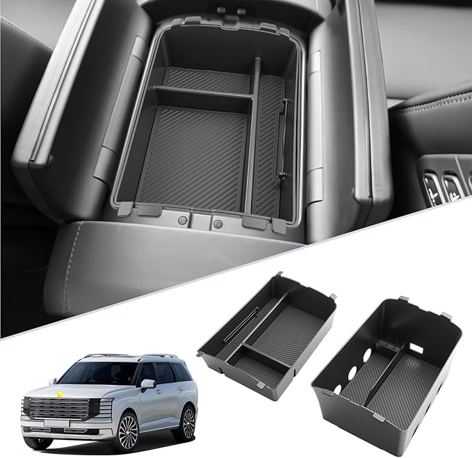SKTU 2-Pack for 2026 Hyundai Palisade Center Console Organizer for 2026+ Hyundai Palisade Calligraphy Double Layers Console Tray Hyundai Palisade 2026 Accessories with Coin Holder (Calligraphy Only)