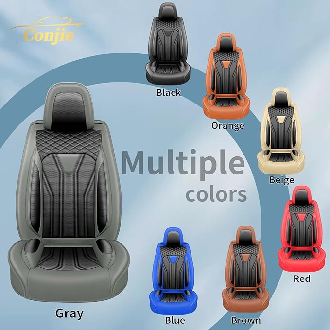 Fit Versa Car Seat Covers Compatible with Nissan Versa 2008-2025 2026 - Full Set Premium Leather， Waterproof Breathable， All-Weather Seat Cushion Protecto&Airbag Compatible （Gray & Black