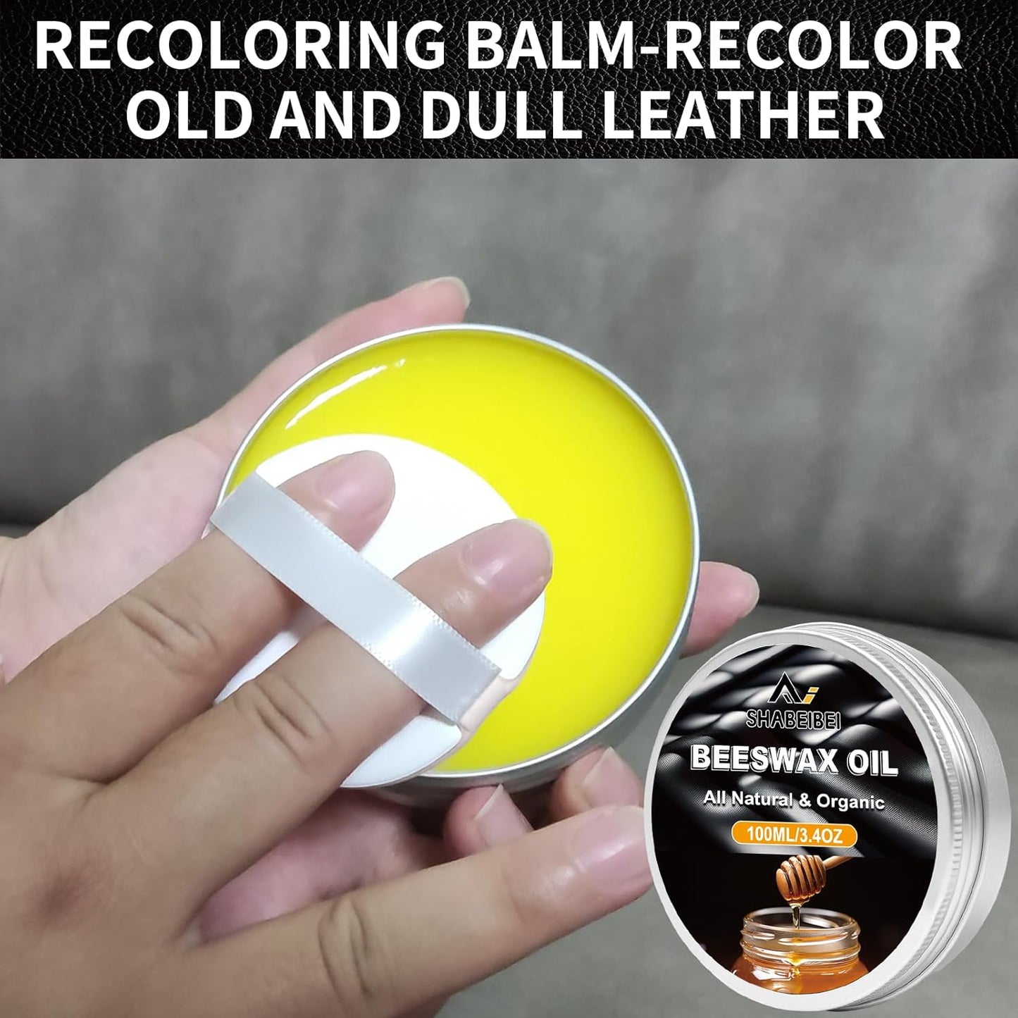 Leather Repair Kit Recoloring Balm Cleaner Conditioner Waterproof Beeswax Oil for Car Seat Furniture Couch Shoe Leather Vinyl(White)