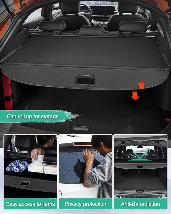 Powerty Retractable Cargo Cover for 2024 Buick Envista, Canvas Texture Trunk Cover Privacy Screen Rear Security Shade for Envista Accessories