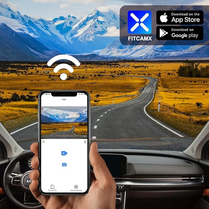 Fitcamx Front 4K+Rear 1080P Dash Cam Adapts for Kia Carnival 2022-2026 (Part No#R0100) LX LXS EX SX Prestige, OEM Look, Dual HD Video, Loop Recording, WiFi & APP, G-Sensor, Easy to Use, 128GB Card