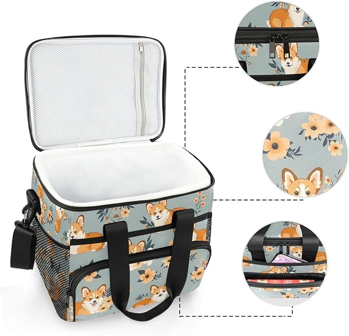 Cooler Bag Insulated Picnic Bag Large Lunch Box Reusable Tote Bag Soft Sided Portable Beach Cooler Grocery Camping