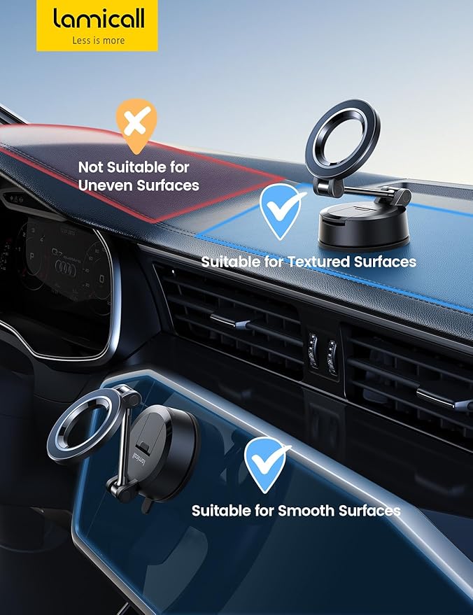 Lamicall for Magsafe Car Mount [70LBS Strongest Suction & Ultra Magnets] Phone Holders for Your Car, 360° Adjustable Suction Cup Phone Mount for Dashboard & Windshield Truck fit iPhone 17 Smartphone
