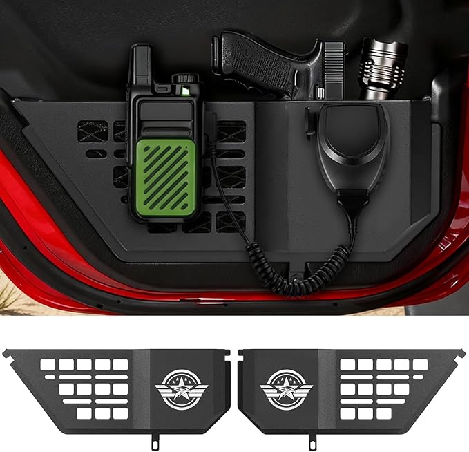 VEILS Rear Door Storage Box for Jeep Wrangler JL JLU 4XE (2018-2025) & Gladiator JT (2020-2025) Accessories, Fits Manual/Power Seats, Heavy-Duty Metal Door Pockets Organizer 2PCS