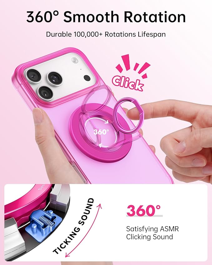 SYNCWIRE Magnetic Phone Ring Holder for MagSafe, 360° Rotation Cell Phone Grip Stand Finger Ring Kickstand Two-Sided Magnet Compatible with iPhone 17 Pro Max 16 15 14 13 12 MagSafe Accessories