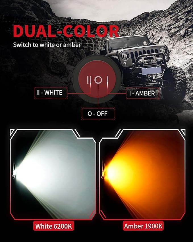 LASFIT Switchback Rock Lights Amber/White 1 Pod Extension Wheel Well Lights Underglow LED Lighting LED Rock Light, fit for LASFIT Only