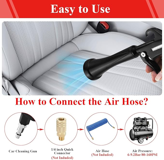 HANDY Tornado Car Cleaning Gun with Rubber Guard and Brass Adjustable Air Flow Nozzle Air Gun for Compressor Pneumatic Tool for Dust Cleaning Car Detailing