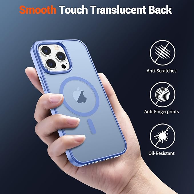 SUPFINE Magnetic for iPhone 12 Pro Max Case (Compatible with MagSafe) (Military Grade Drop Protection) Slim Translucent Matte Shockproof with Anti-Fingerprint Phone Case,Blue Purple