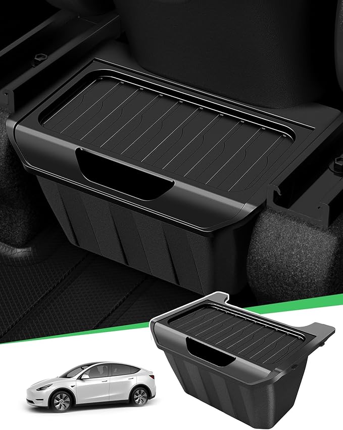 Zanch Tesla Trash Can, Multi-Use & Easy to Clean, Rear Center Console Organizer Designed for Model Y (2020-2025), Tesla Model Y Accessories 2025 [Not fit for New Model Y Juniper] - Hinged Lid