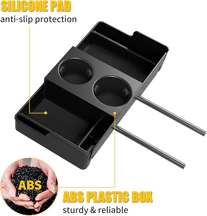 Front Center Seat Headrest Organizer Compatible with 2011-2026 Ford F150 F250 F350 F450 F550 F650 Cup Holder Coin Container Storage Box with Silicone Pads Accessories (Jump Seat Console Only)