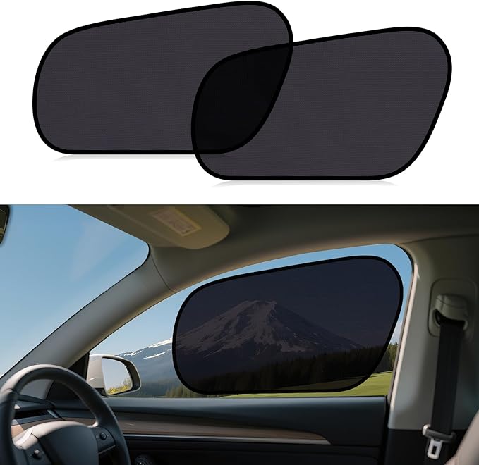 ZATOOTO Tesla Model Y Window Shades for Front Window Sun Shade Semi Transparent Static Cling | Custom Fit 2020-2024 | 95% UV & Heat Block | Privacy Protection | No Adhesive, Tool-Free Install