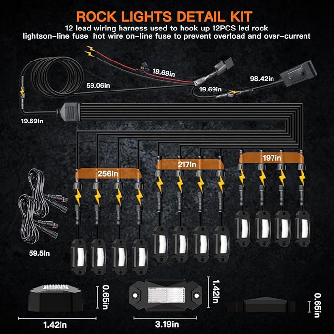 LEDMIRCY Pure White Rock Lights Kit with Switch Wire Harness 12PCS LED Rock Lights White for Off Road Trucks ATV UTV SUV RZR Underglow Trail Rig Light High Power Under Body Waterproof Shockproof