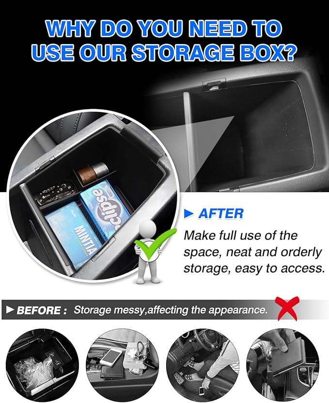 Autorder Center Console Organizer for 2023-2026 Kia NIRO Accessories Armrest Storage Box Secondary Insert Tray with 2 Color Mats