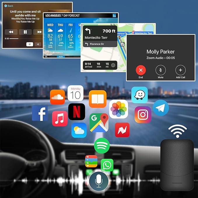 Wireless Carplay Adapter for Car, 2025 Wireless Carplay Bluetooth Adapter Plug&Play Original Car Wired CarPlay to Wireless Low Latency High Stability Compatible with iPhone ios10+