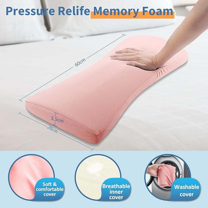 Lumbar Support Pillow for Bed Relief Back Pain: Lower Back Pillow for Sleeping - Memory Foam Waist Pillow - Back Wedge Bolster Pillow for Side, Back&Stomach Sleepers - Bed Rest Pillow for Car, Sofa