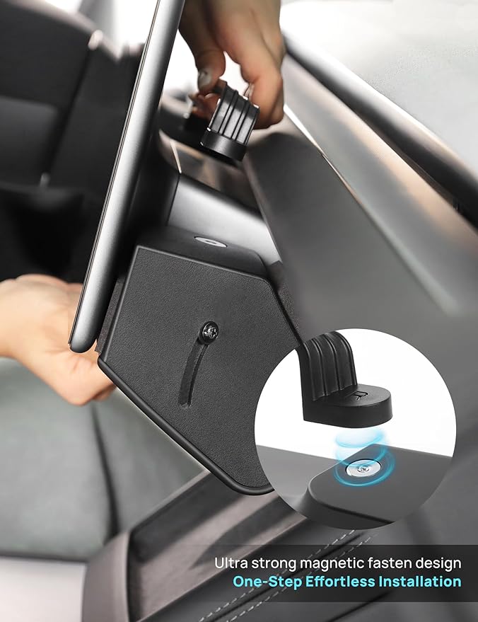 TPARTS Hidden Under Screen Storage Box for Model Y Juniper 2025-2026/Model 3 Highland 2024+ Magnetic Center Console Organizer Dashboard Vehicle Tissue Sunglass Holder(Standard, Premium, Performance)