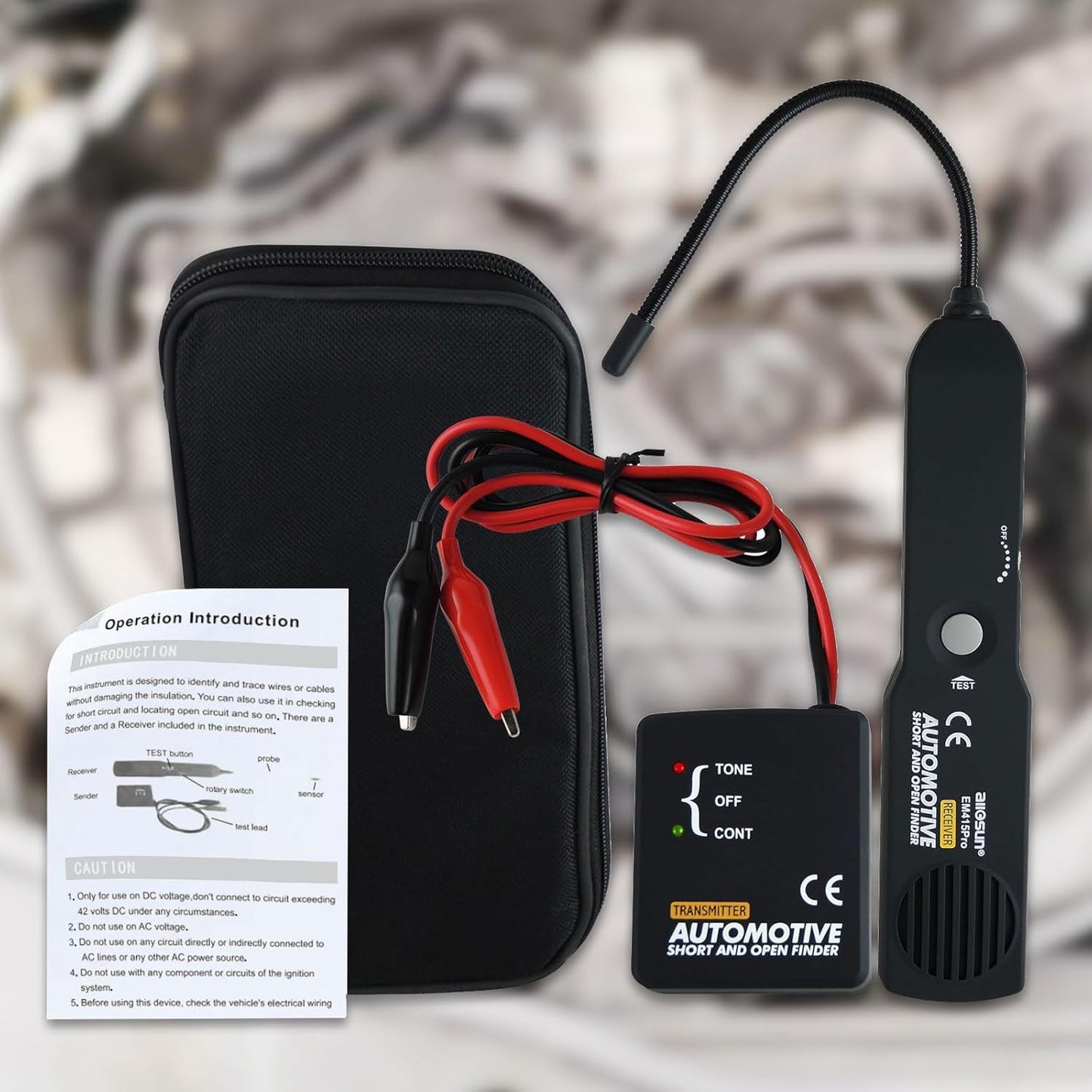 Automotive Electrical Open&Short Finder Circuit Tester Circuit Finder Detector Tone Generator Cable Wire Breaker Tracker Circuit Fault Finder DC 6-42V Car Diagnostic Tool