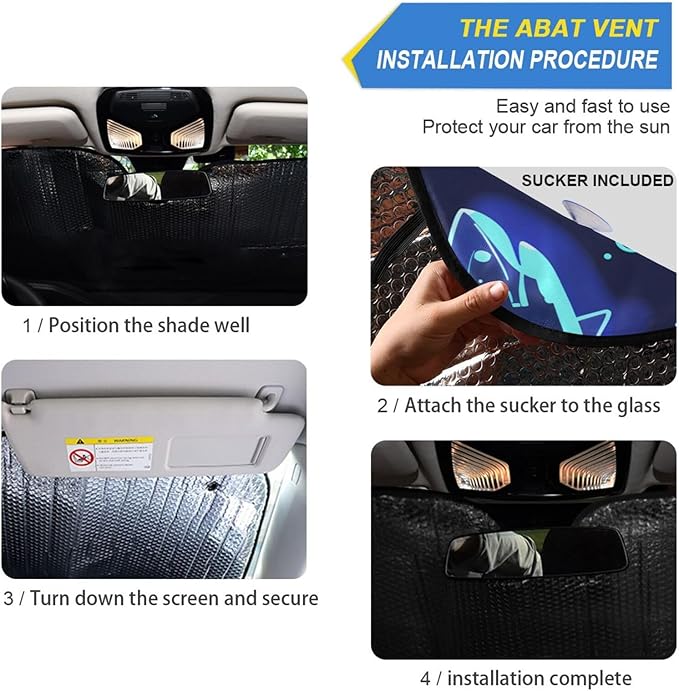 Cute Sharks Blue Windshield Sunshade Car Sun Shade Blocks UV Rays Visor Protector Accordion Folding Sun Reflector Auto Sunshade for Truck SUV