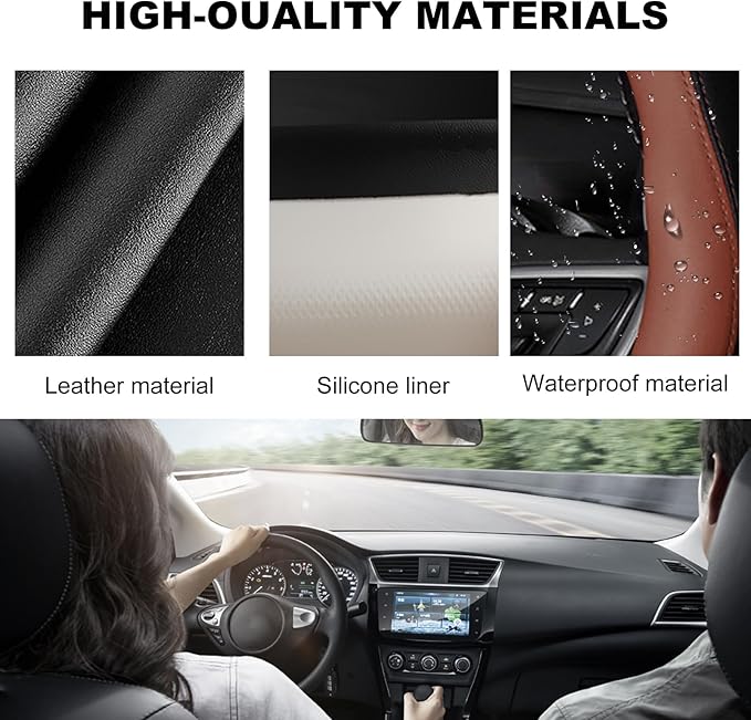 Leather Steering Wheel Cover, 15 Inch Soft Breathable Car Wheel Cover with Anti-Slip Lining, Universal Comfortable Steering Wheel Protector for Most Cars Trucks SUVs (Coffee)