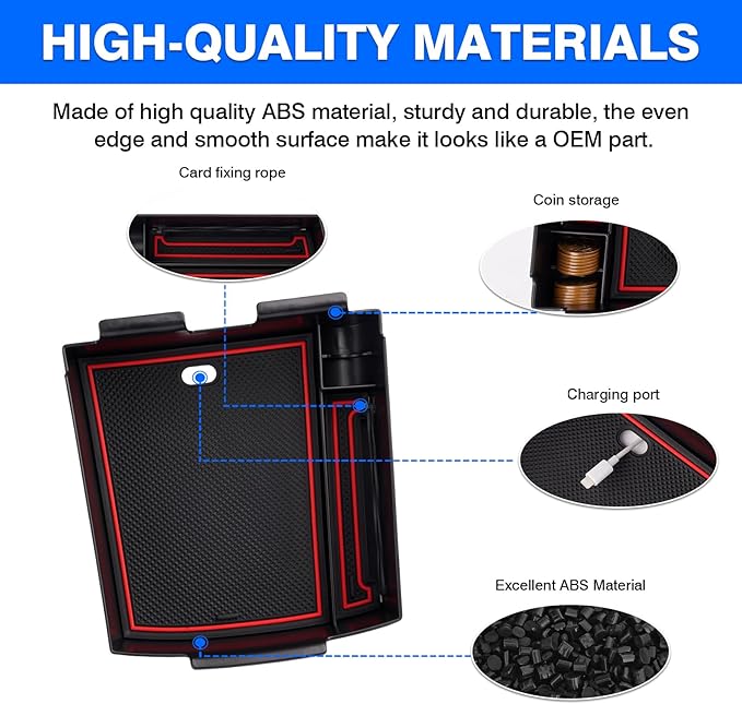 Autorder Center Console Organizer for 2025 Tucson Limited Accessories Armrest Storage Box Secondary Insert Tray with 2 Color Mats