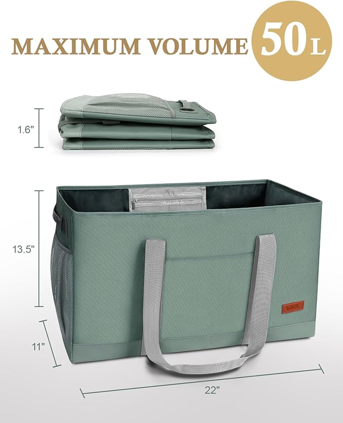 WONDAY Extra Large Utility Tote Bag - Standing Reusable Grocery Bag with Handle