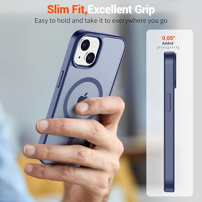 SUPFINE Magnetic for iPhone 15 Plus Case & iPhone 14 Plus Case(Compatible with MagSafe)(Military Grade Drop Protection) Slim Translucent with Anti-Fingerprint Phone Case,Lavender Gray
