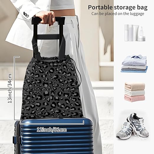 Car Trash Bag Large Hanging Can for Back of Seat, Cute Waterproof Car Garbage Bag for Vehicle, Travelling, Outdoor Cute Black Leopard Skin