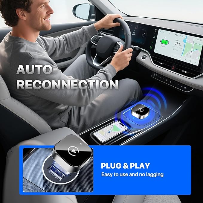 Wireless CarPlay Adapter, 2026 Mini CarPlay & Android Auto Wireless Adapter 2-in-1