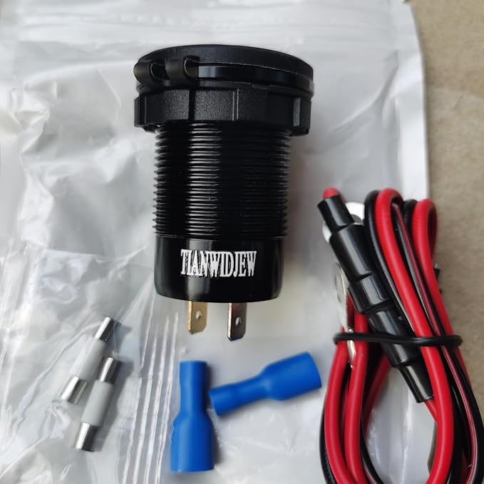 12V USB Outlet 3 Port Car Charger Socket, 78W Dual PD USB C 30W and Quick Charge3.0 Port Aluminum Charger Waterproof with Voltmeter and Button Switch for Boat Marine Motorcycle RV Truck Golf Cart, etc