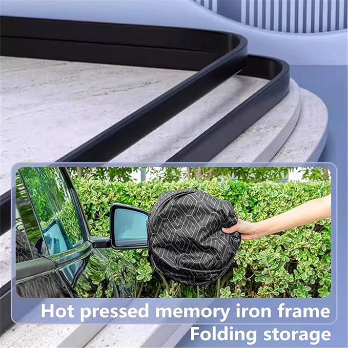 Foldable Sun Shade for Car Windshield Sunshade with Memory Steel Ring (Iridescent, L(58 * 31Inch)