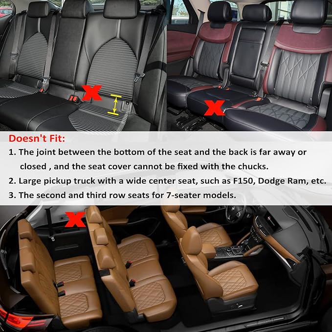 GIANT PANDA Premium PU Leather Rear Car Seat Cover Protector, Luxury Adjustable Anti-Slip Bottom Bench Seat Cover (50~55.5''),Fits 90% of Vehicles, Back Seat Cover, Beige