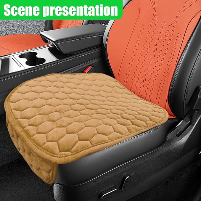 Car Seat Cover, Soft Plush Auto Bottom Seat Covers, Anti Slip Vehicle Front Seat Cushion Protector, Comfortable Car Interior Seats Pad Mat Accessories for Sedan, SUV, Truck (Brown)
