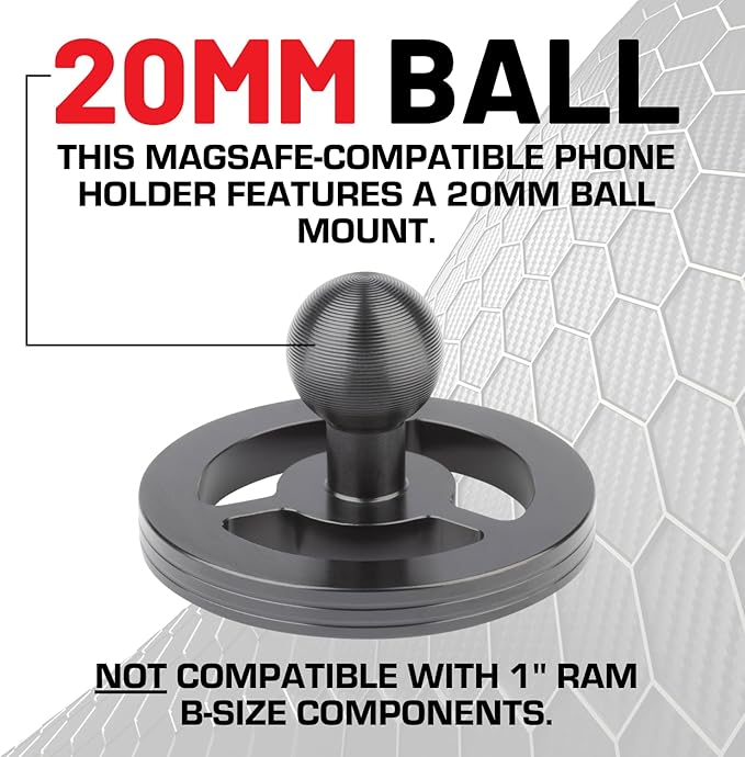 Bulletpoint Dash Mount Magnetic Cell Phone Holder Compatible with MagSafe iPhone Smartphones - 20mm (0.787 inches) Attachment Ball (MagSafe Holder with 7cm Arm)