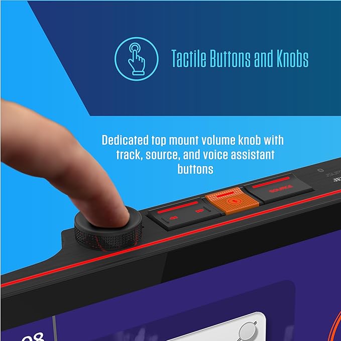 JENSEN J5UP10 10.1-inch Top Mount Tactile Control Certified Wireless Apple Carplay Android Auto Car Stereo | Single & Double DIN Touchscreen | IllumiNITE Light Ring & Buttons | Front/Rear Camera Input