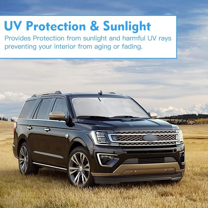 for Ford Expedition Windshield Sun Shade 2025-2018 Front Window Sunshade Fit Ford Expedition Accessories Fodable Car Sun Visor UV Protector Shade Heat Shield Cover