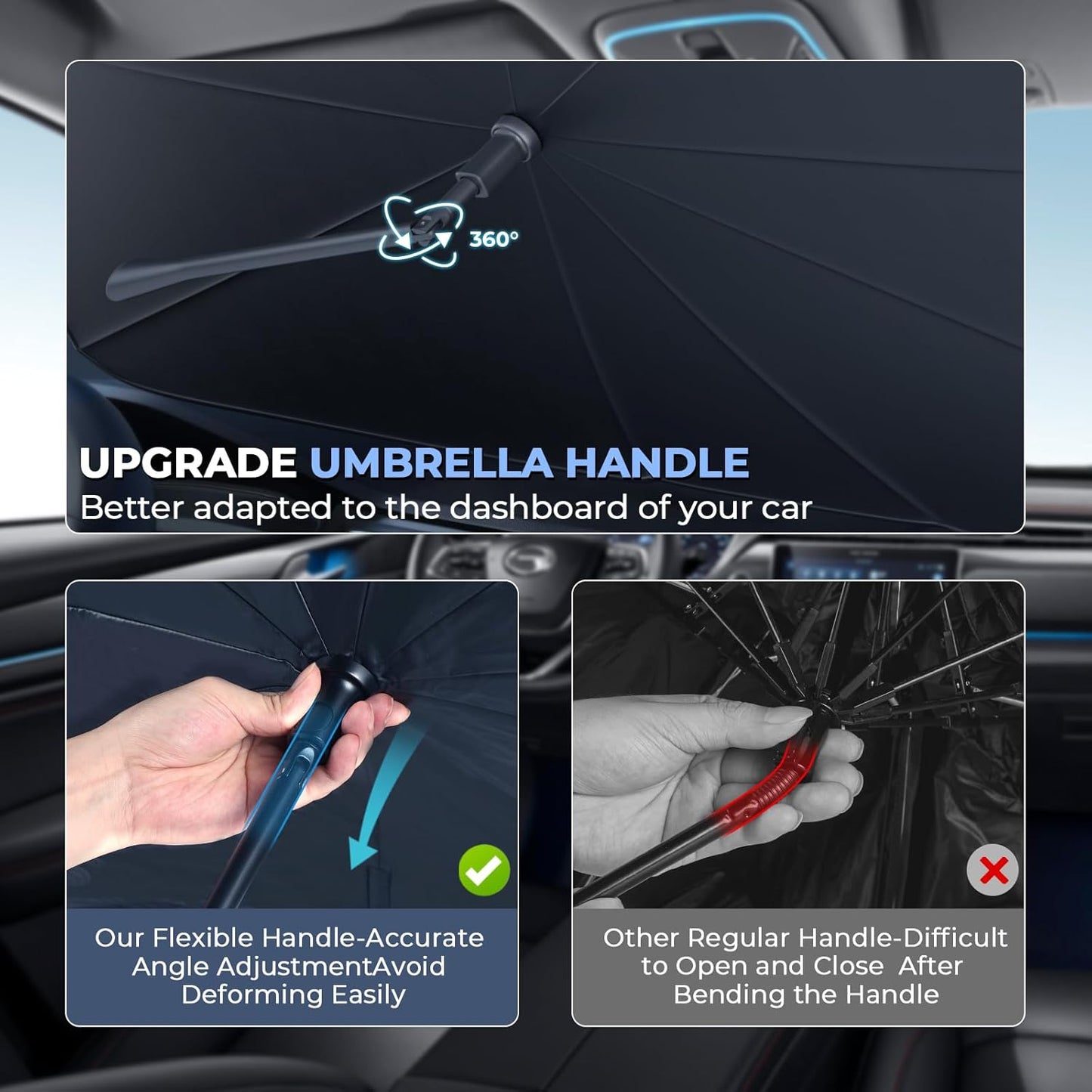 Windshield Sun Shade Umbrella: Custom Fit for 2020-2024 Audi Q7 Premium, Premium Plus, Prestige, TFSI, SQ7 (Type 4M, Facelift) - Double Thickened Foldable Front Window Sunshade, UV & Heat Protection