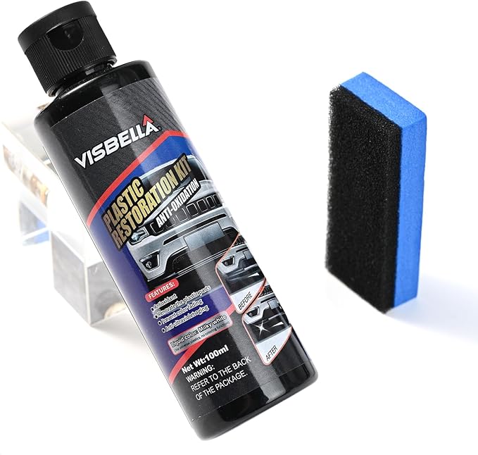 AUTOXBERT 100ML Car Plastic Restorer Trim Revitalizer Restoration Renovator Longlasting Coating Vinyl Rubber for Automotive Exterior and Interior Trim Scratch Remover Kit Cleaning