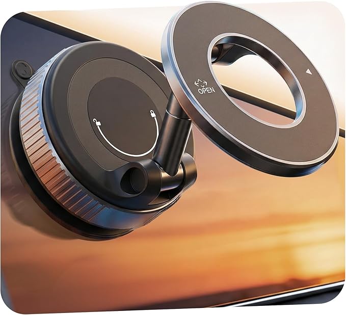 Magnetic Suction Cup Phone Mount for Magsafe, 360° Adjustable Magnetic Car Phone Holder, Pocket Size Foldable Car Mount, Cell Phone Holders for Your Car for iPhone 17 16 15 14 13 12 Series
