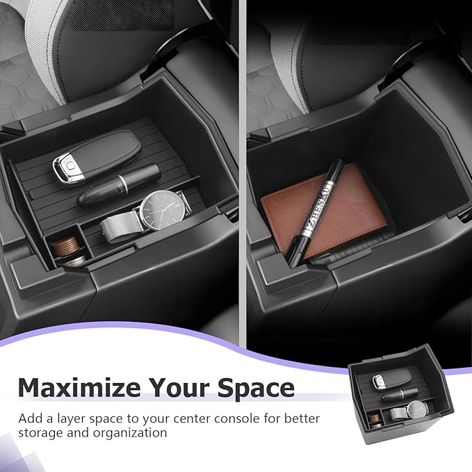 LUWU for 2025 2026 Subaru Forester Accessories Compatible with Forester Base/Premium/Sport/Limited/Touring 2025 2026 Armrest Console Secondary Storage Box Insert Tray ABS Material Black 2-Pack