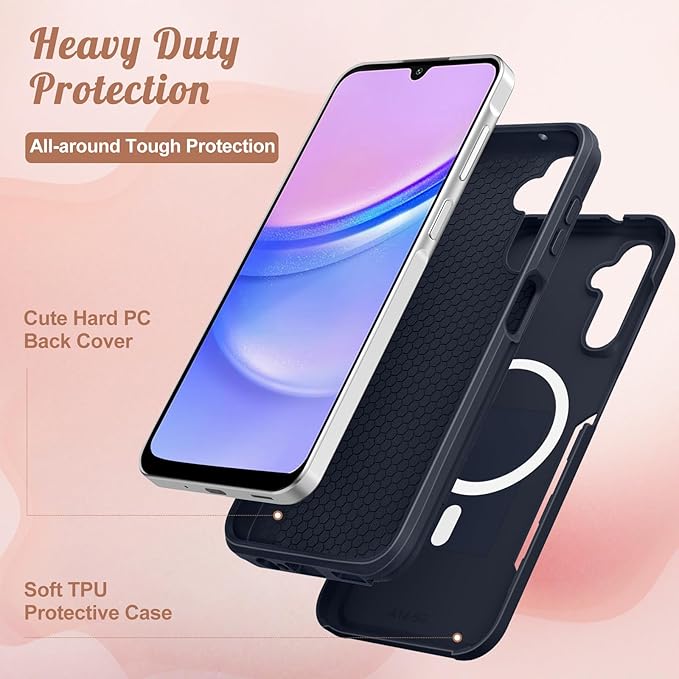 for Samsung Galaxy A14 5G Phone Case - Compatible with MagSafe Women Girls Cute Magnetic Protective Cover Girly Blue Butterfly Heavy Duty Shockproof Design for Samsung Galaxy A14 5G Cases