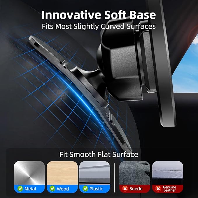 pop-tech for MagSafe Sticky Car Mount Dashboard, [Upgrade Adhesive] Universal Magnetic Phone Holder for Car Dash, Strong Magnets Cell Phone Holder Fit for iPhone 16 Pro Max 15 14 13 12 Series