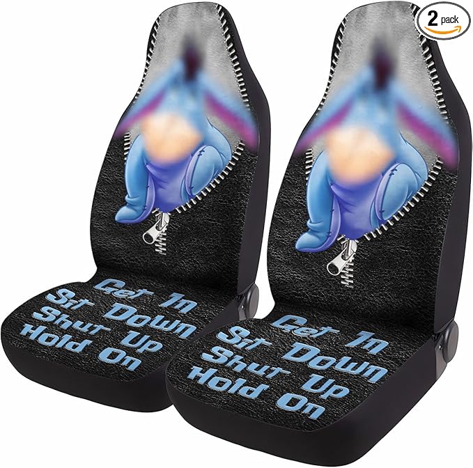 GENANY Cartoon Donkey Car Seat Covers Set of 2, Breathable Front Seat Covers for Truck Sedan SUV, Cute Car Accessories, Cartoon Gift for Women Men