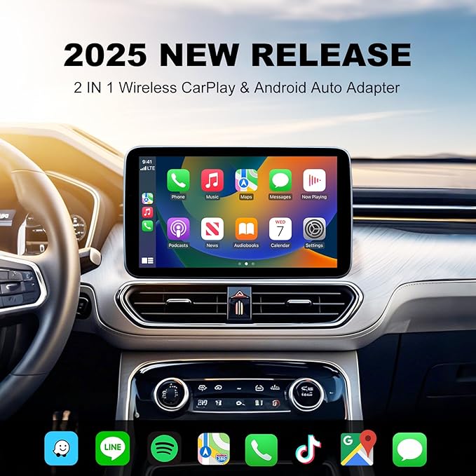 Wireless CarPlay Adapter for iPhone - Carplay&Android Auto Wireless Adapter Convert Wired to Wire-Less Carplay Dongle Fast Setup No Latency for Cars with Built-in Car-Play