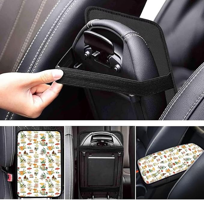 JoyLamoria Mushroom Auto Center Console Pad Cover for Women Mushroom Car Armrest Cushion Protector Universal Fit