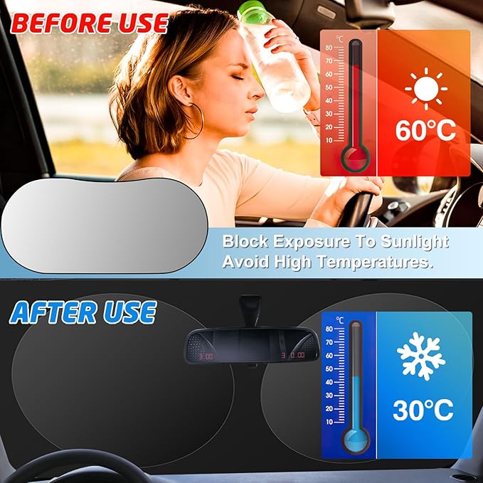 Car Windshield Sun Shade, Reflective Windshield Sunshade with Storage Pouch for UV Rays & Heat Protection, Foldable Sun Blocker Fits Sedan, SUV & Hatchback