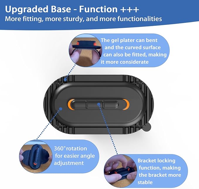 Flexible Bendable Aluminum Alloy Magnetic Phone Holder for Car - Phone Mount for Car with 2 Bases, 2 Metal Rings - Car Mount for iPhone 16 15 14 13 12 Pro Max - Car Phone Holder for Dashboard