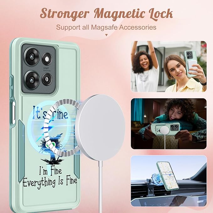 for Moto G 2025 Case Women - Compatible with MagSafe Cute Girls Magnetic Protective Phone Cover Cool Kawaii Girly Cat Heavy Duty Shockproof Design for Motorola Moto G 5G 2025 Cases