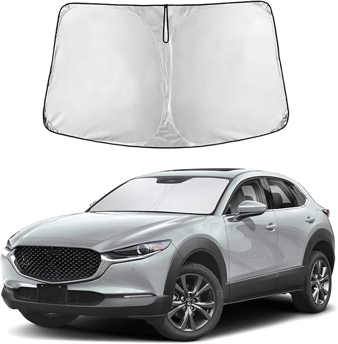 EcoNour Windshield Sun Shade Compatible for Mazda CX-30 2019–2026 | Custom Fit Crossover Front Window Sunshade | Foldable Heat & UV Reflective Sun Visor